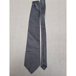 Daniel De Fasson Men Silk Tie Navy Blue White Micro Check Pattern Formal Busines